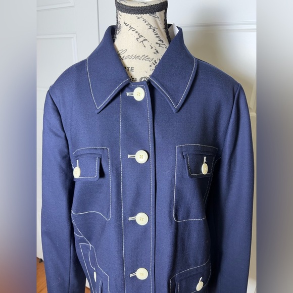 J Crew Tailored jacket with contrast stitch navy blue NWT - Picture 2 of 10